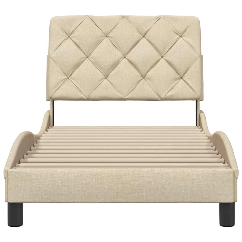 Bed Frame without Mattress Cream 80x200 cm Fabric