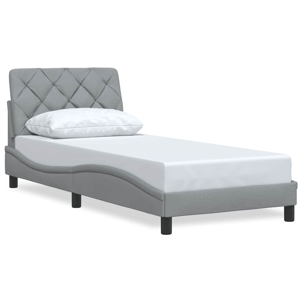 Bed Frame without Mattress Light Grey 90x190 cm Fabric