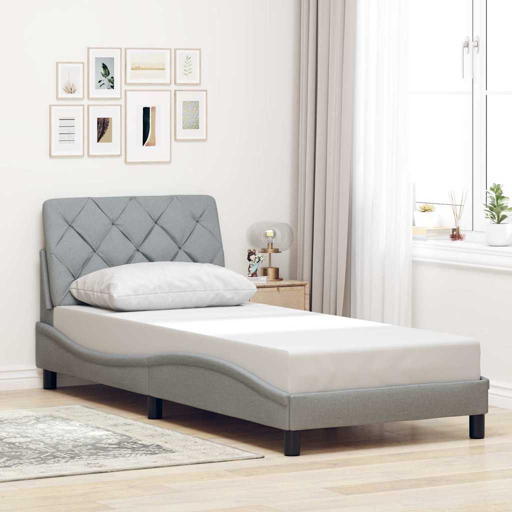 Bed Frame without Mattress Light Grey 90x190 cm Fabric