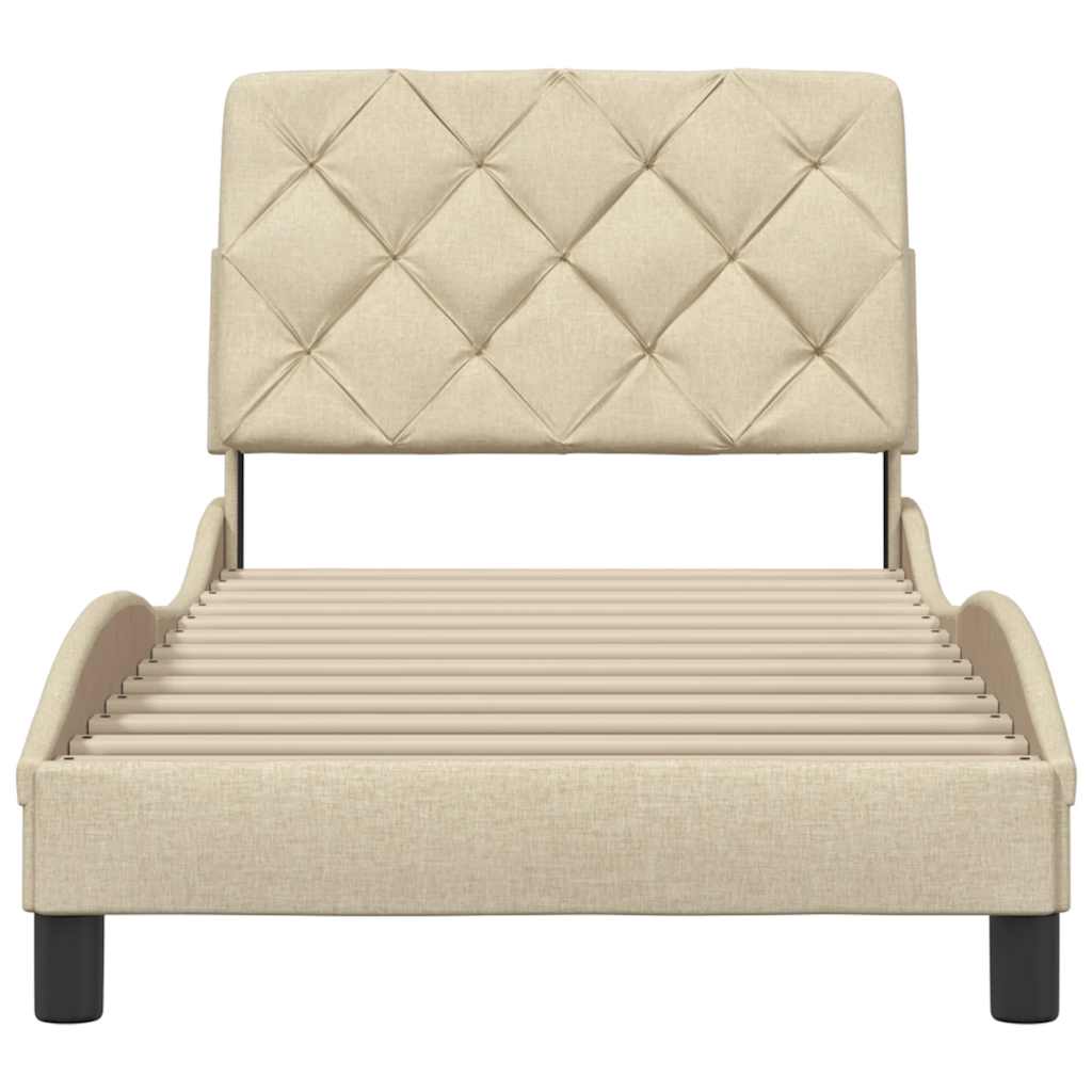 Bed Frame without Mattress Cream 90x190 cm Fabric