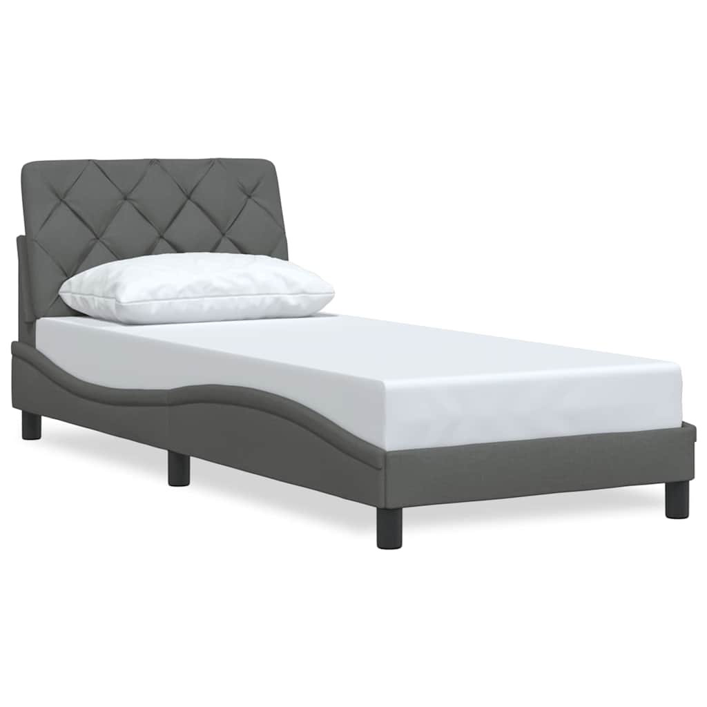 Bed Frame without Mattress Dark Grey 90x200 cm Fabric