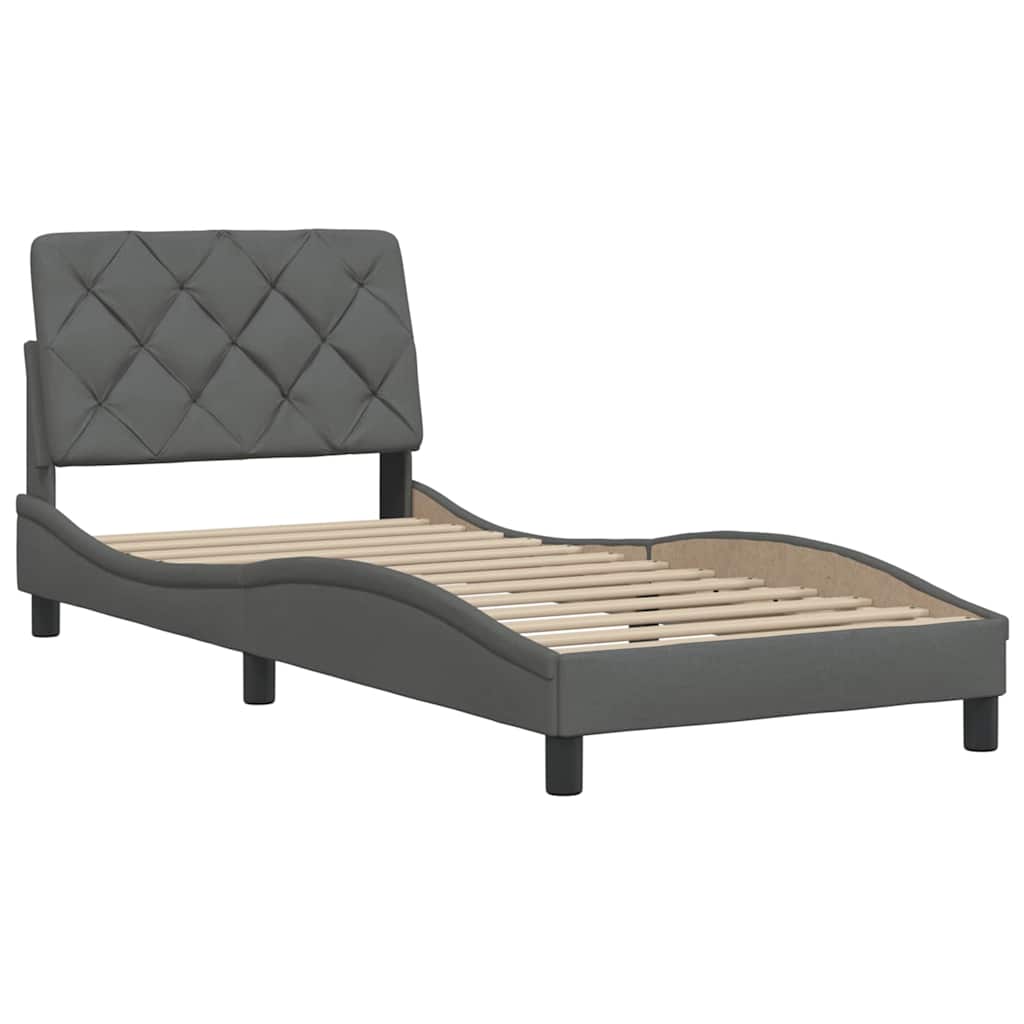 Bed Frame without Mattress Dark Grey 90x200 cm Fabric