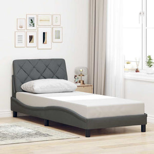 Bed Frame without Mattress Dark Grey 90x200 cm Fabric