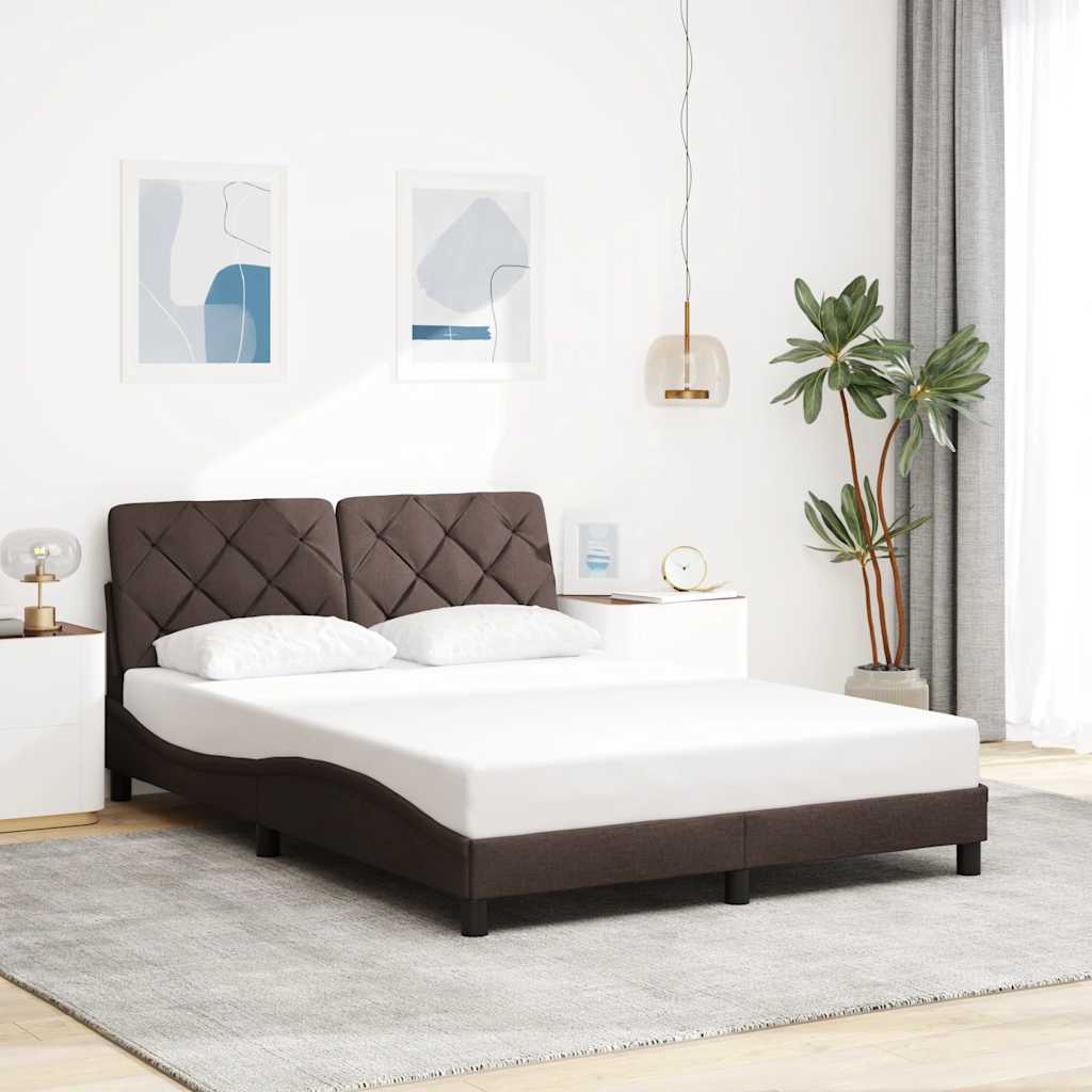 Bed Frame without Mattress Dark Brown 120x200 cm Fabric
