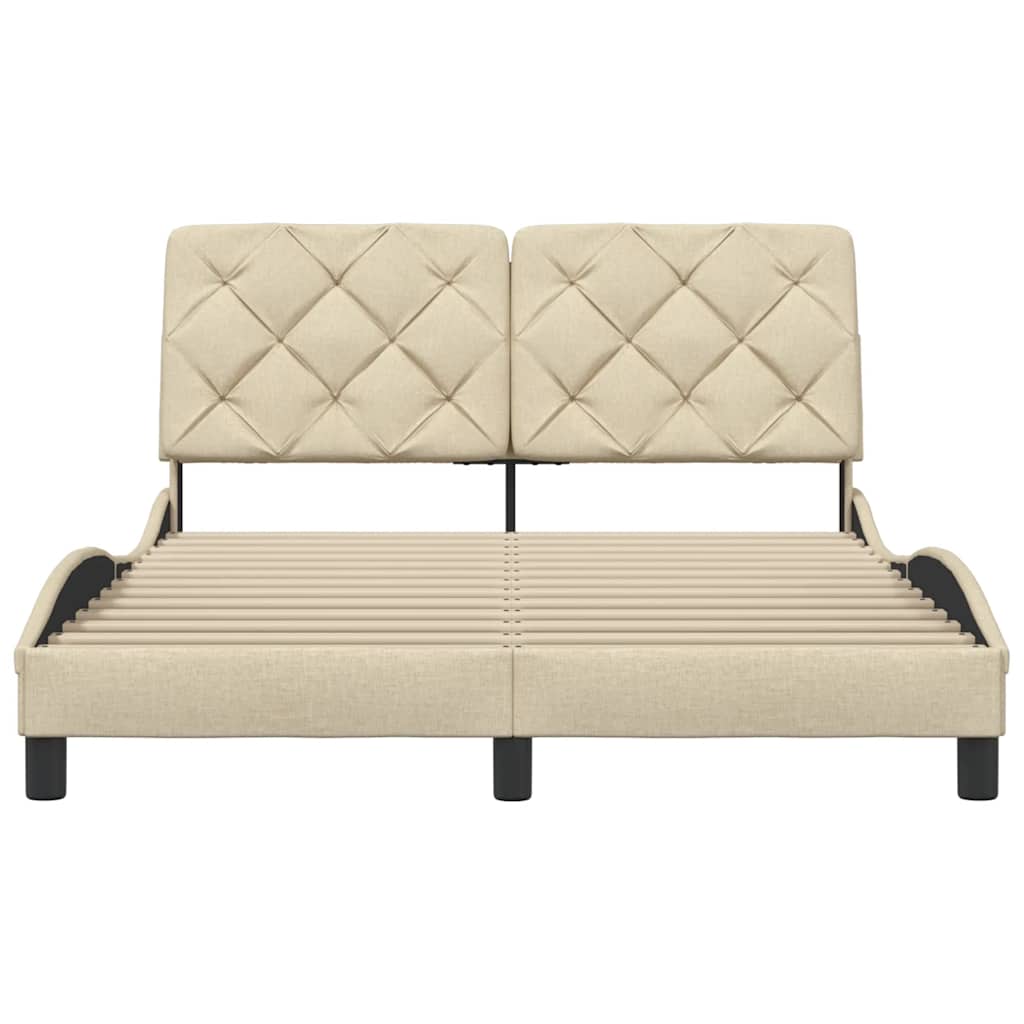Bed Frame without Mattress Cream 120x200 cm Fabric
