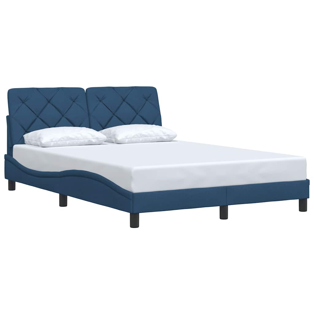 Bed Frame without Mattress Blue 140x190 cm Fabric