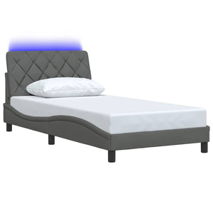 Bed Frame with LED without Mattress Dark Grey 100x200 cm Fabric
