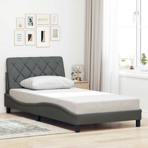 Bed Frame with LED without Mattress Dark Grey 100x200 cm Fabric