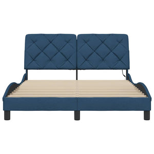 Bed Frame with LED without Mattress Blue 120x200 cm Fabric