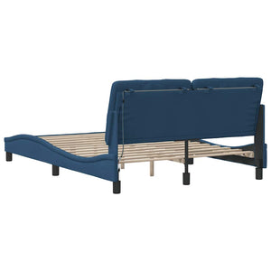 Bed Frame with LED without Mattress Blue 120x200 cm Fabric