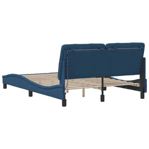 Bed Frame with LED without Mattress Blue 140x190 cm Fabric