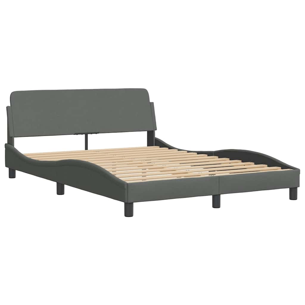 Bed Frame with LED without Mattress Dark Grey 140x200 cm Fabric