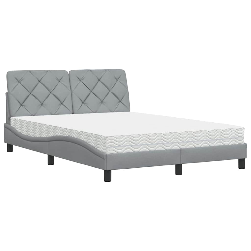 Bed with Mattress Light Grey 120x200 cm Fabric