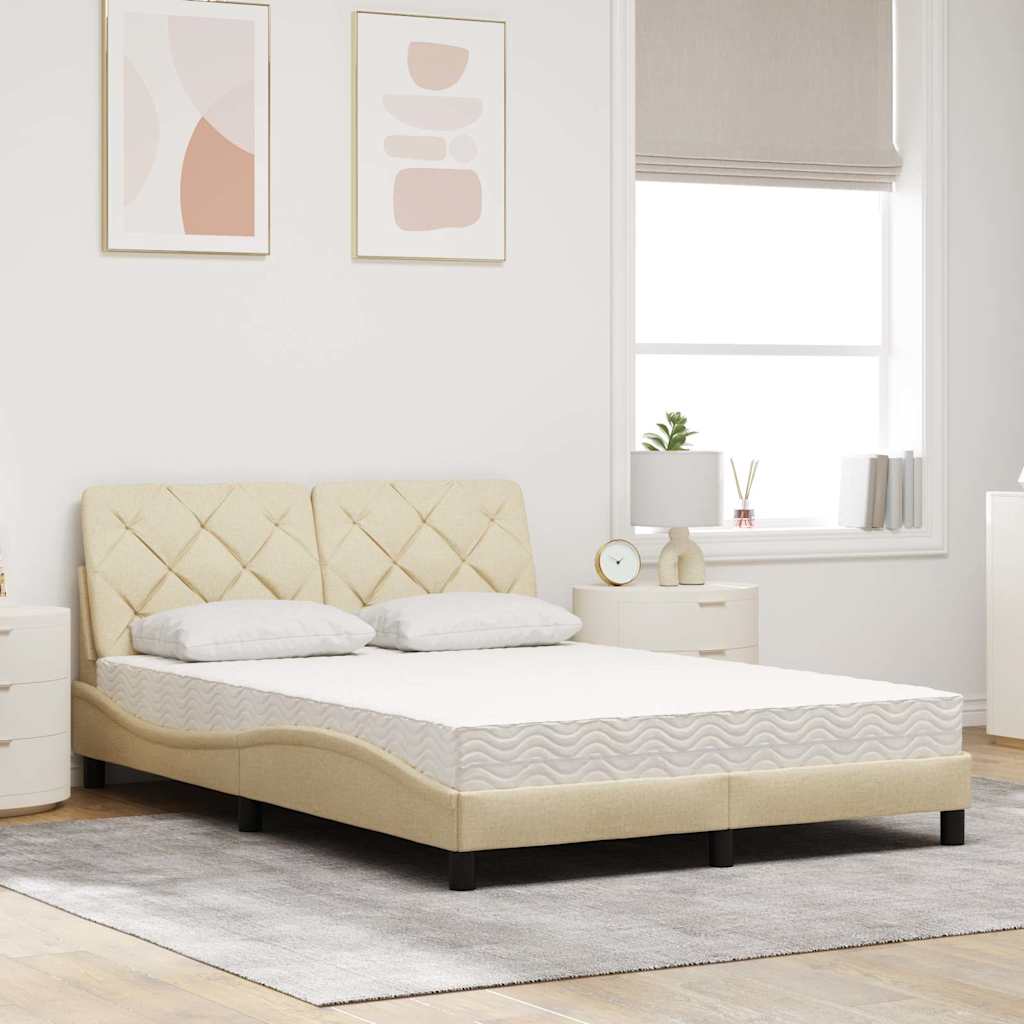 Bed with Mattress Cream 120x200 cm Fabric