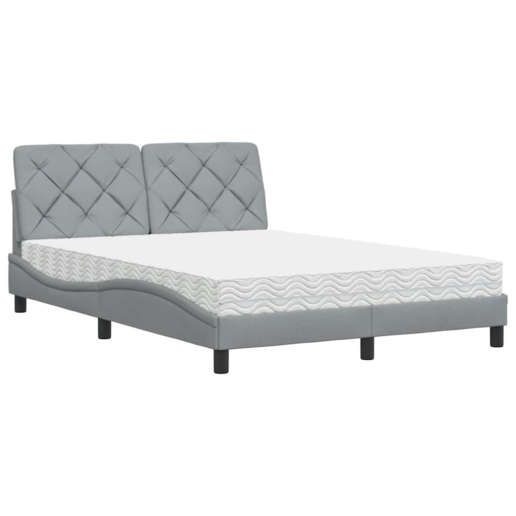 Bed with Mattress Light Grey 140x190 cm Fabric