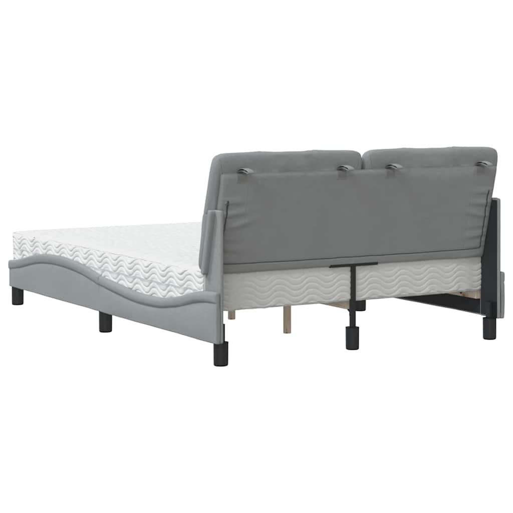 Bed with Mattress Light Grey 140x190 cm Fabric