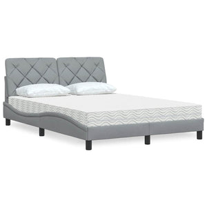 Bed with Mattress Light Grey 140x190 cm Fabric