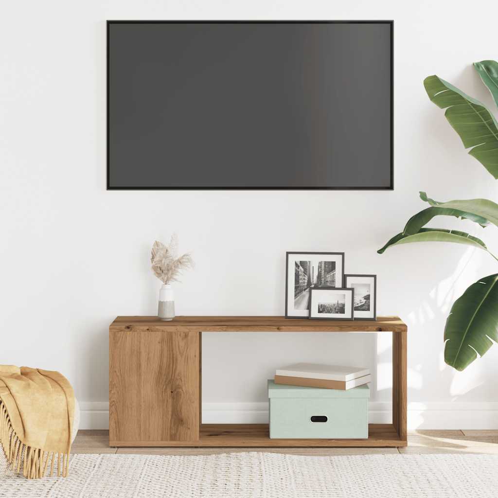 TV-bänk hantverksmässig ek 80x24x32cm konstruerat trä