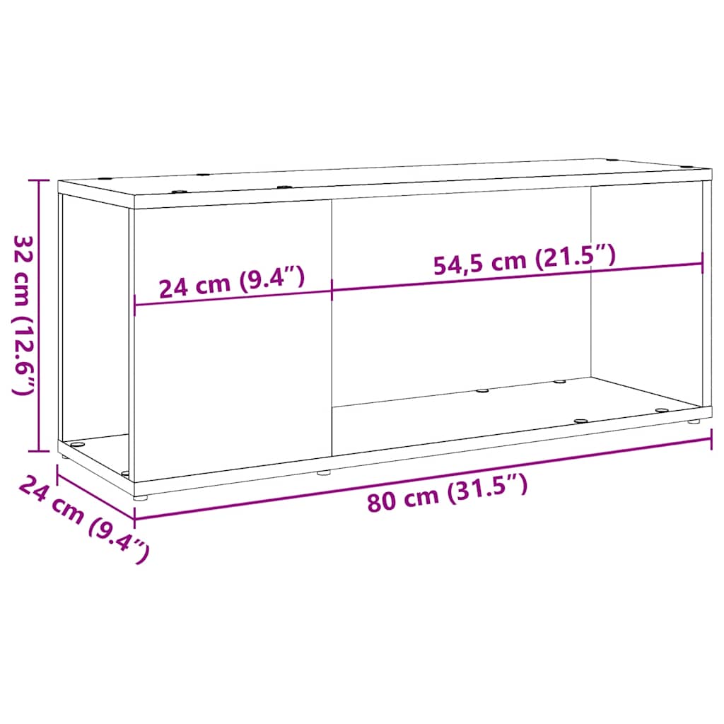 TV-bänk hantverksmässig ek 80x24x32cm konstruerat trä