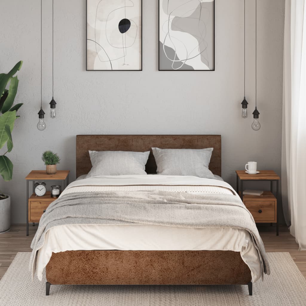 Sängbord 2 st ek 34x36x50 cm konstruerat trä