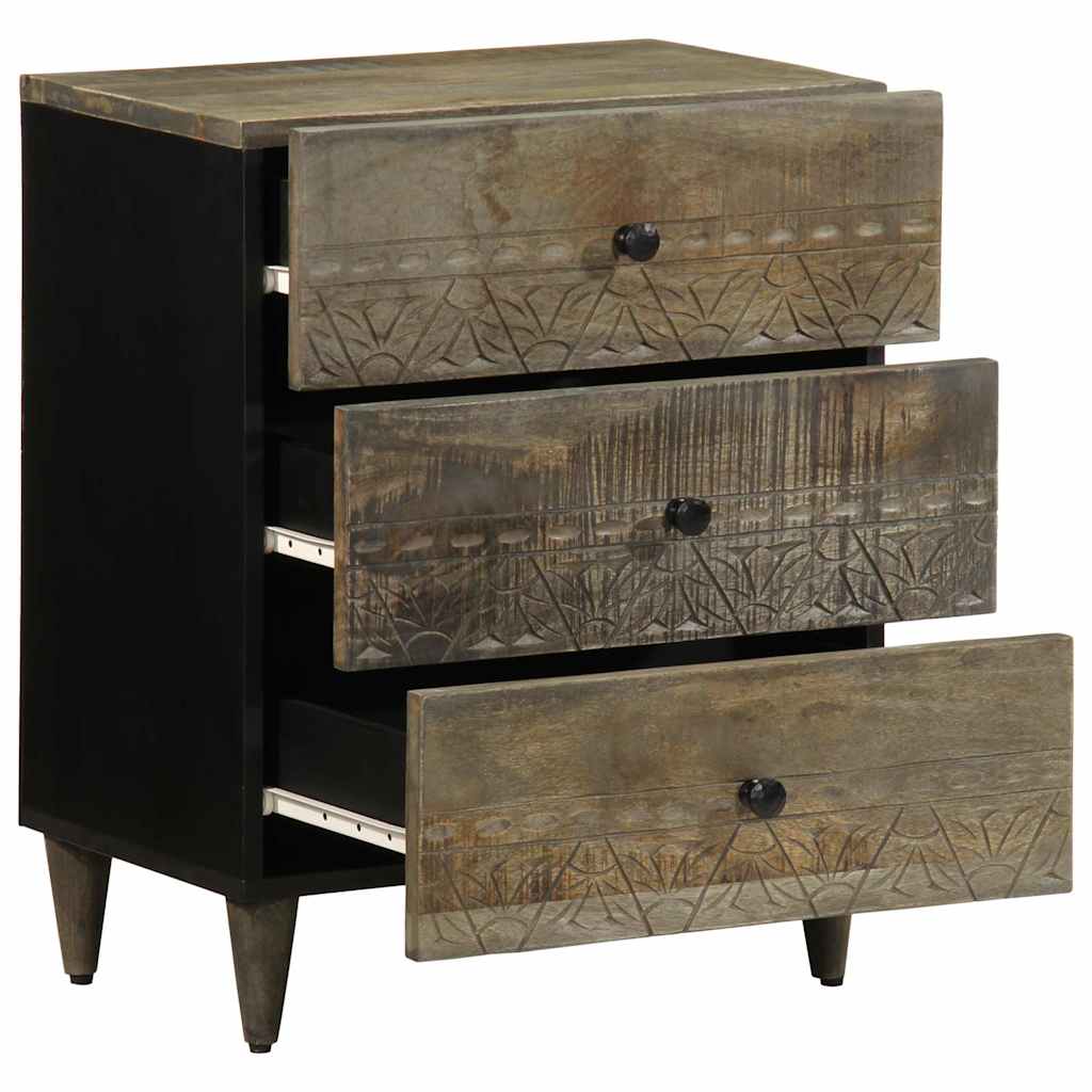 Sängbord ljusgrått 50x33x60 cm massivt trä mango