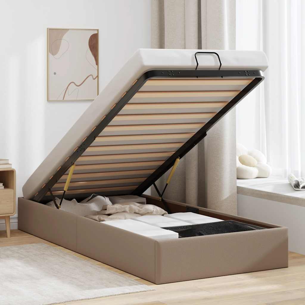 Ottoman sängram utan madrass cappuccino 90x200 cm konstläder