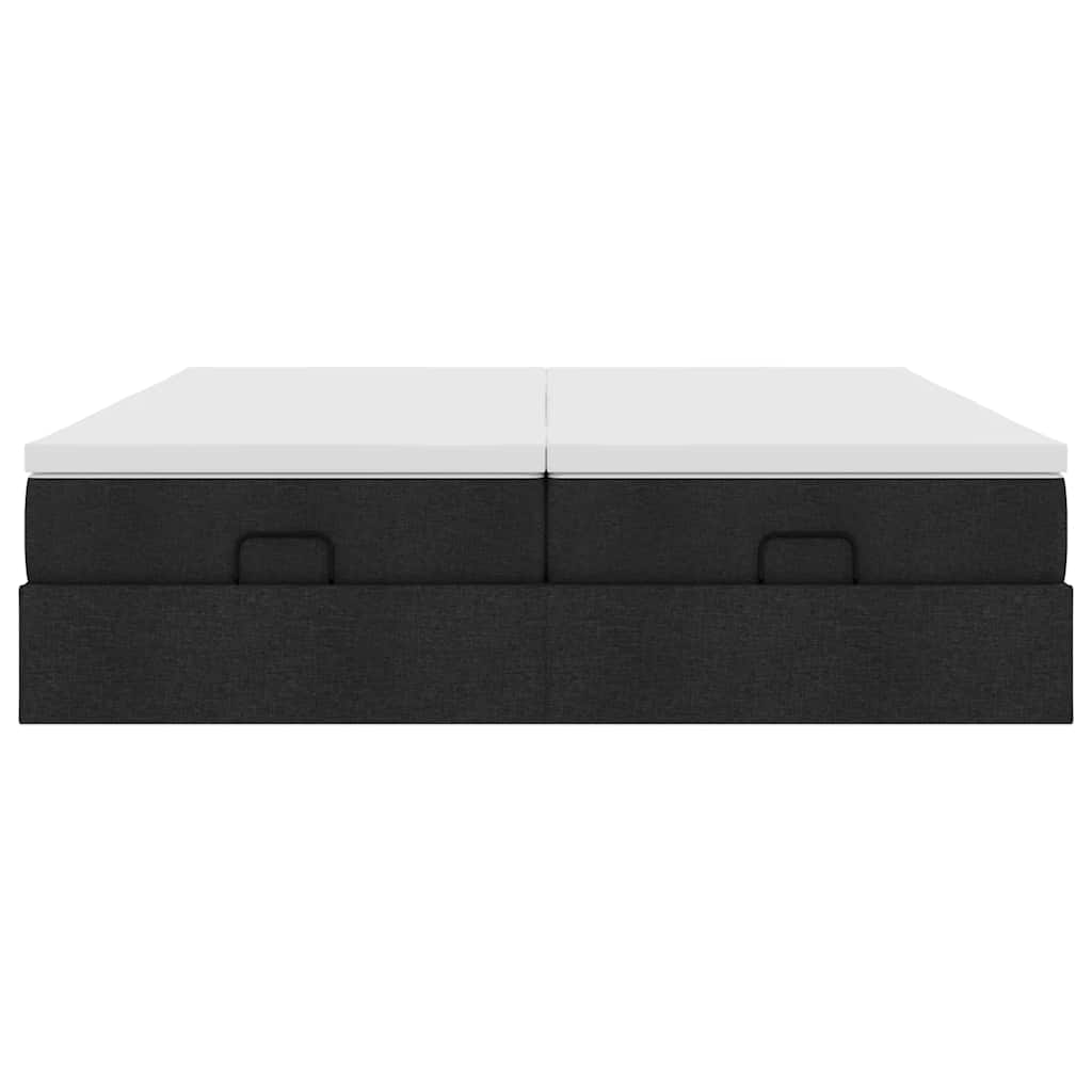 Ottoman sängram med madrasser svart 180x200 cm tyg