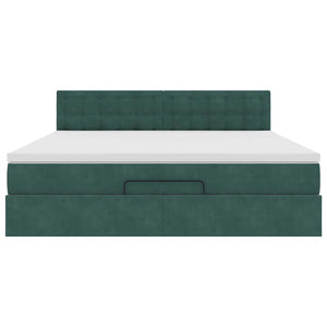 Ottoman sängram med madrass mörkgrön 160x200 cm sammet