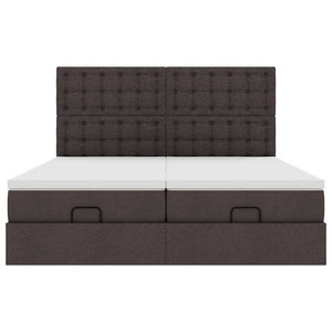 Ottoman sängram med madrasser mörkbrun 180x200 cm tyg