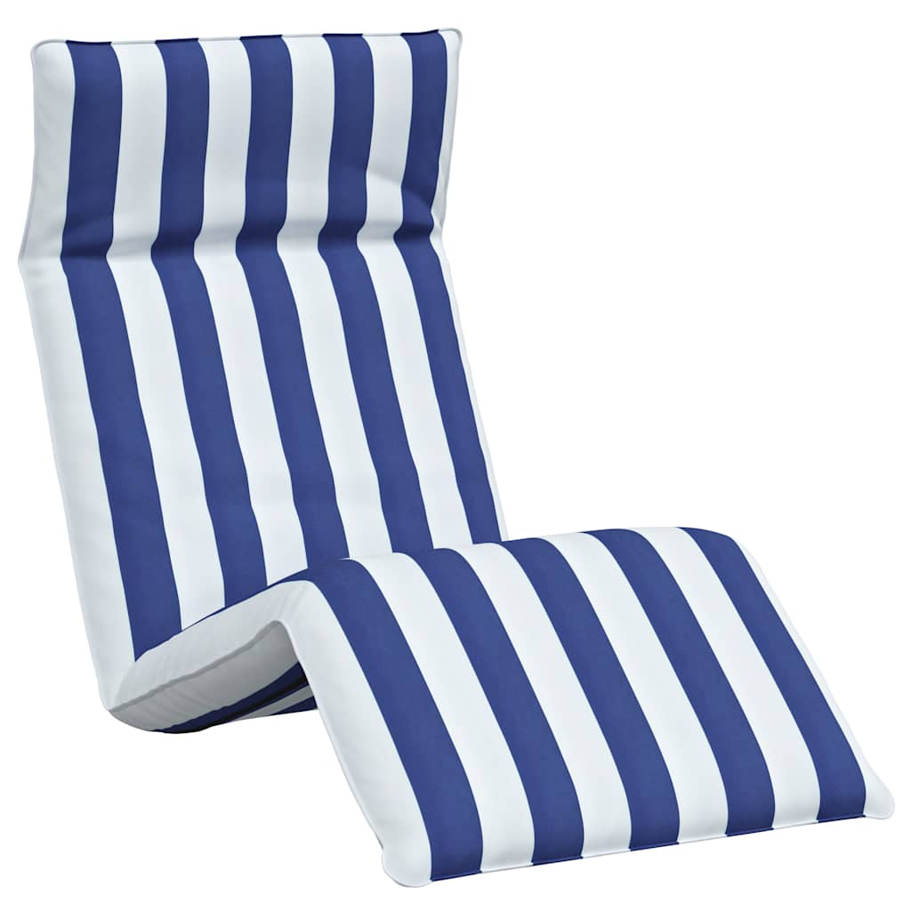 Hopfällbar solstol blå och vit 175x54x8,5 cm oxfordtyg