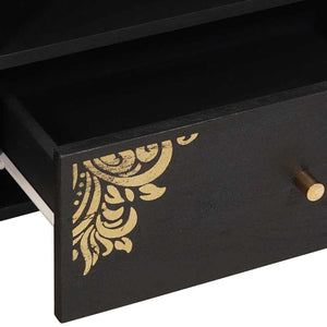 TV-skåp med låda Svart 80 x 33 x 46 cm Massivt mangoträ