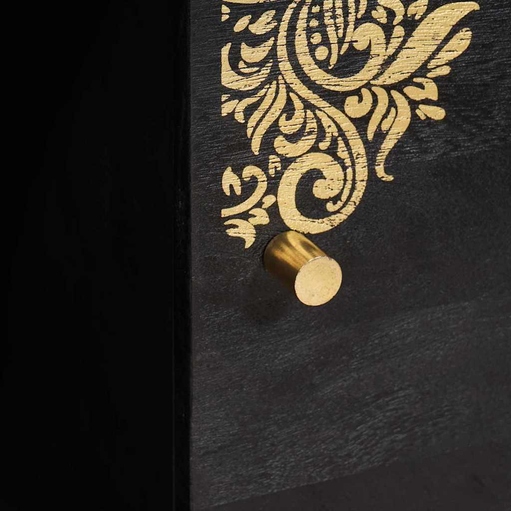 Sideboard med hylla Svart 80 x 33 x 75 cm Massivt mangoträ