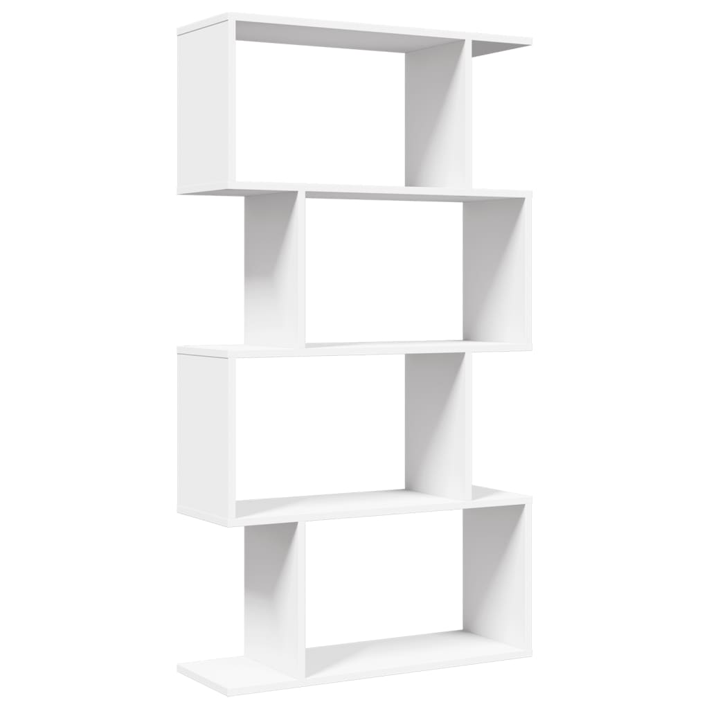 Rumsavdelare bokhylla 4 våningar vit 70x24x129 cm konstruerat trä