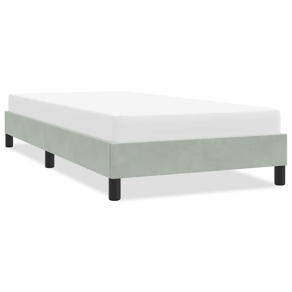 Sängram utan madrass ljusgrå 80x220 cm sammet