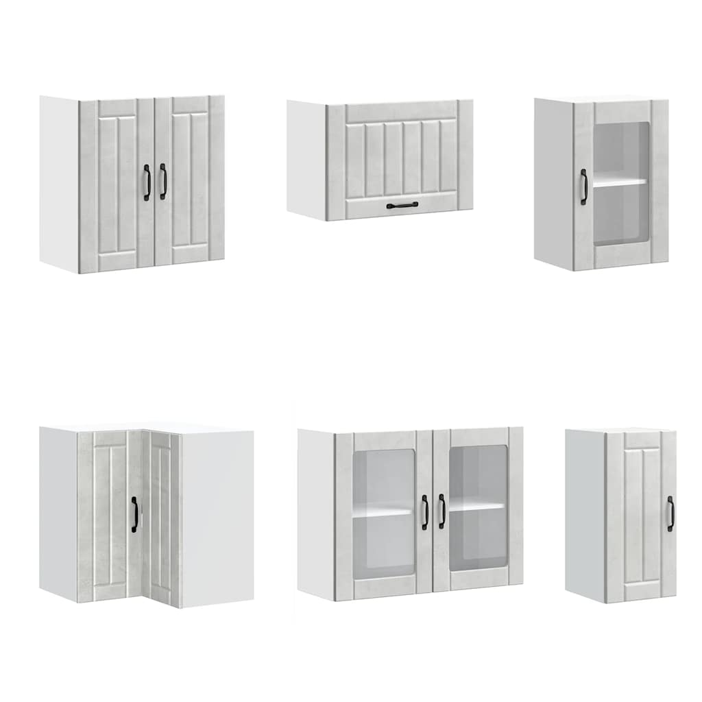 Köksskåpsset Lucca 11 delar betonggrå konstruerat trä