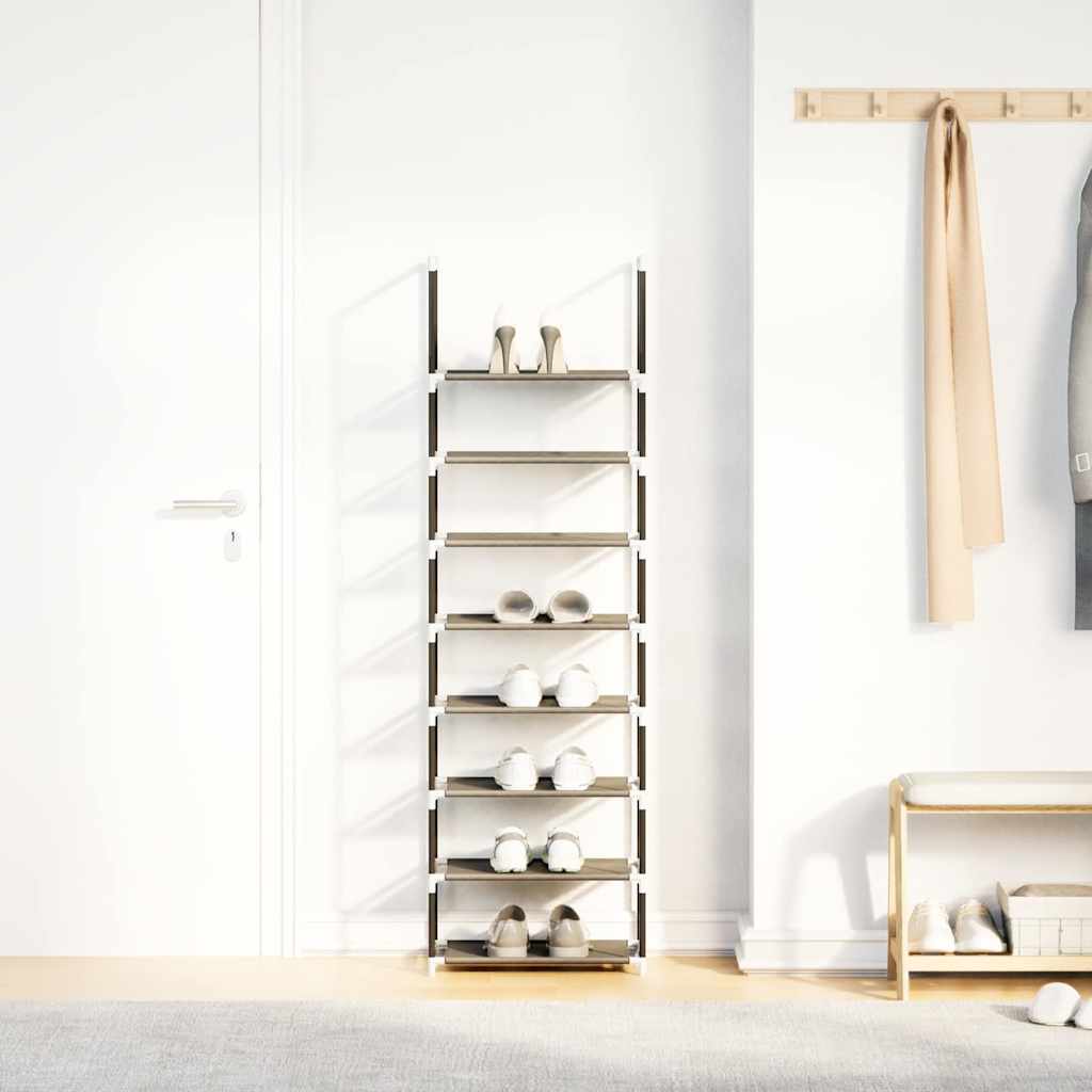 Skohylla 8 hyllor svart 44x28x145 cm fiberduk