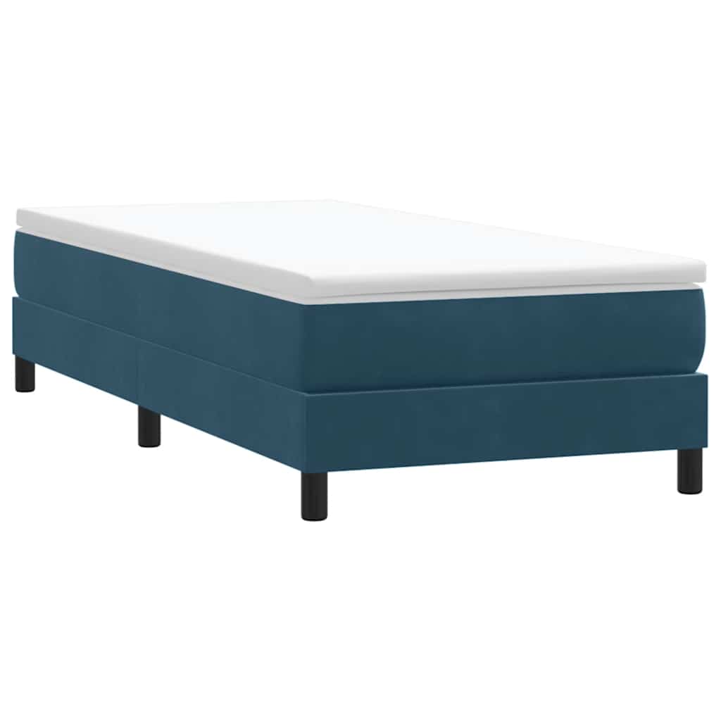 Resårsäng utan madrass mörkblå 80x210 cm sammet