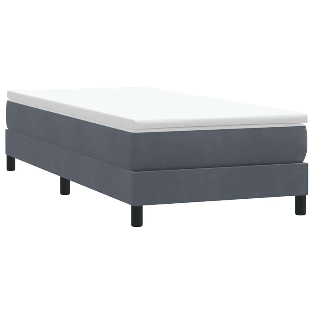 Resårsäng utan madrass mörkgrå 100x210 cm sammet