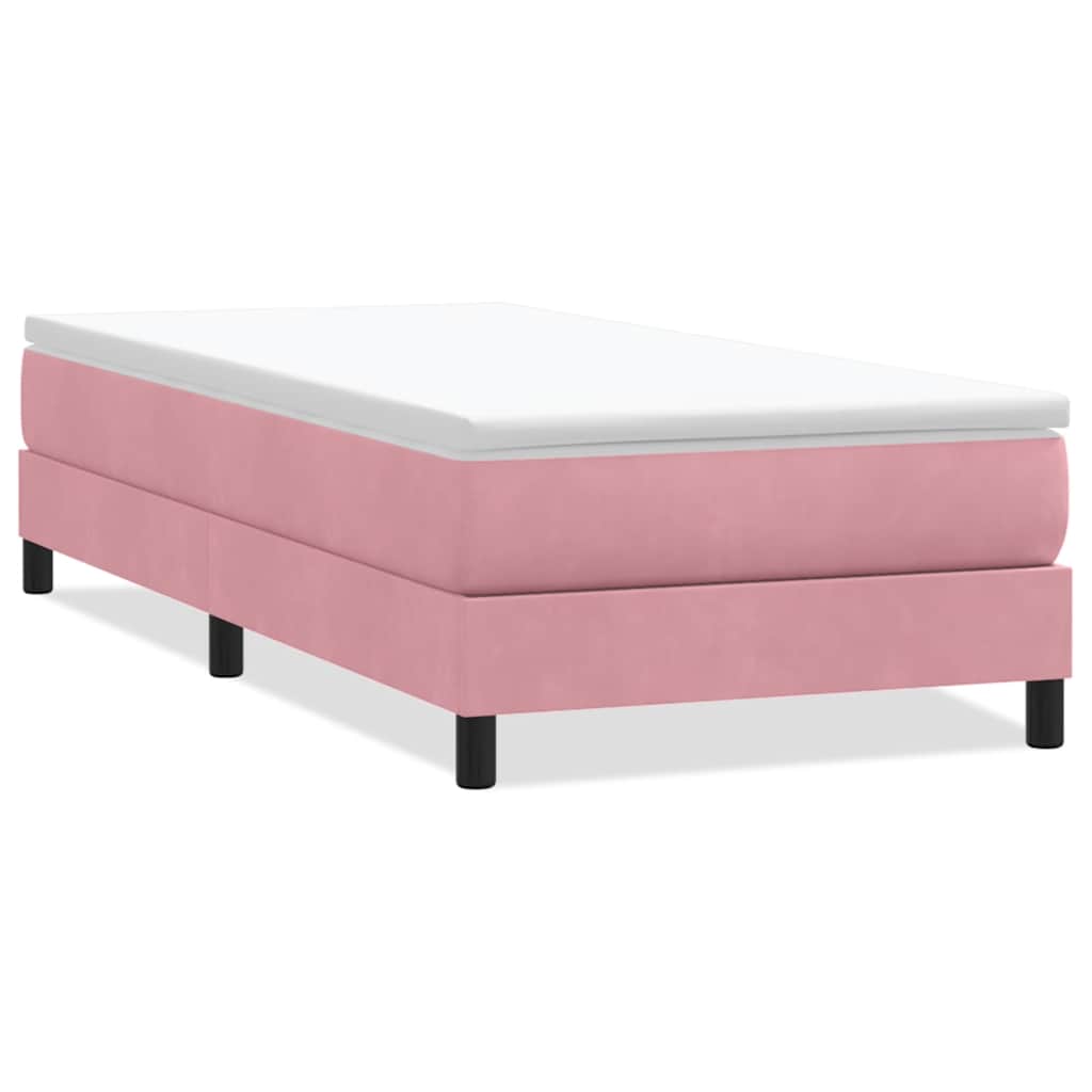 Resårsäng utan madrass rosa 100x210 cm sammet
