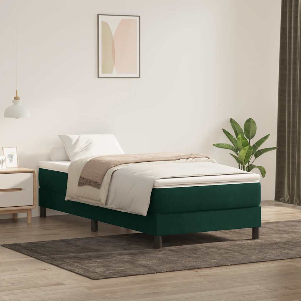 Resårsäng utan madrass mörkgrön 80x220 cm sammet