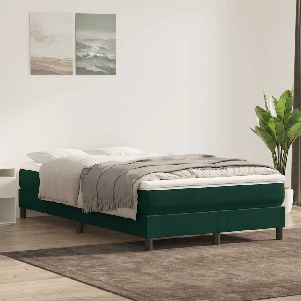 Resårsäng utan madrass mörkgrön 120x220 cm sammet