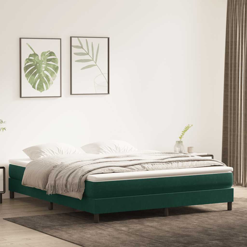 Resårsäng utan madrass mörkgrön 180x220 cm sammet