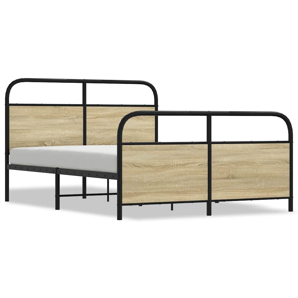Sängram utan madrass metall sonoma-ek 137x190 cm