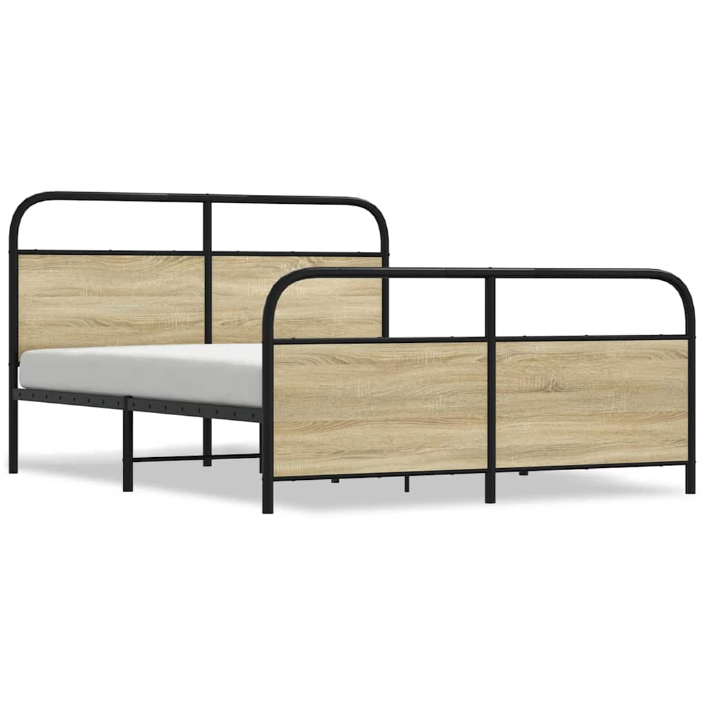 Sängram utan madrass metall sonoma-ek 160x200 cm