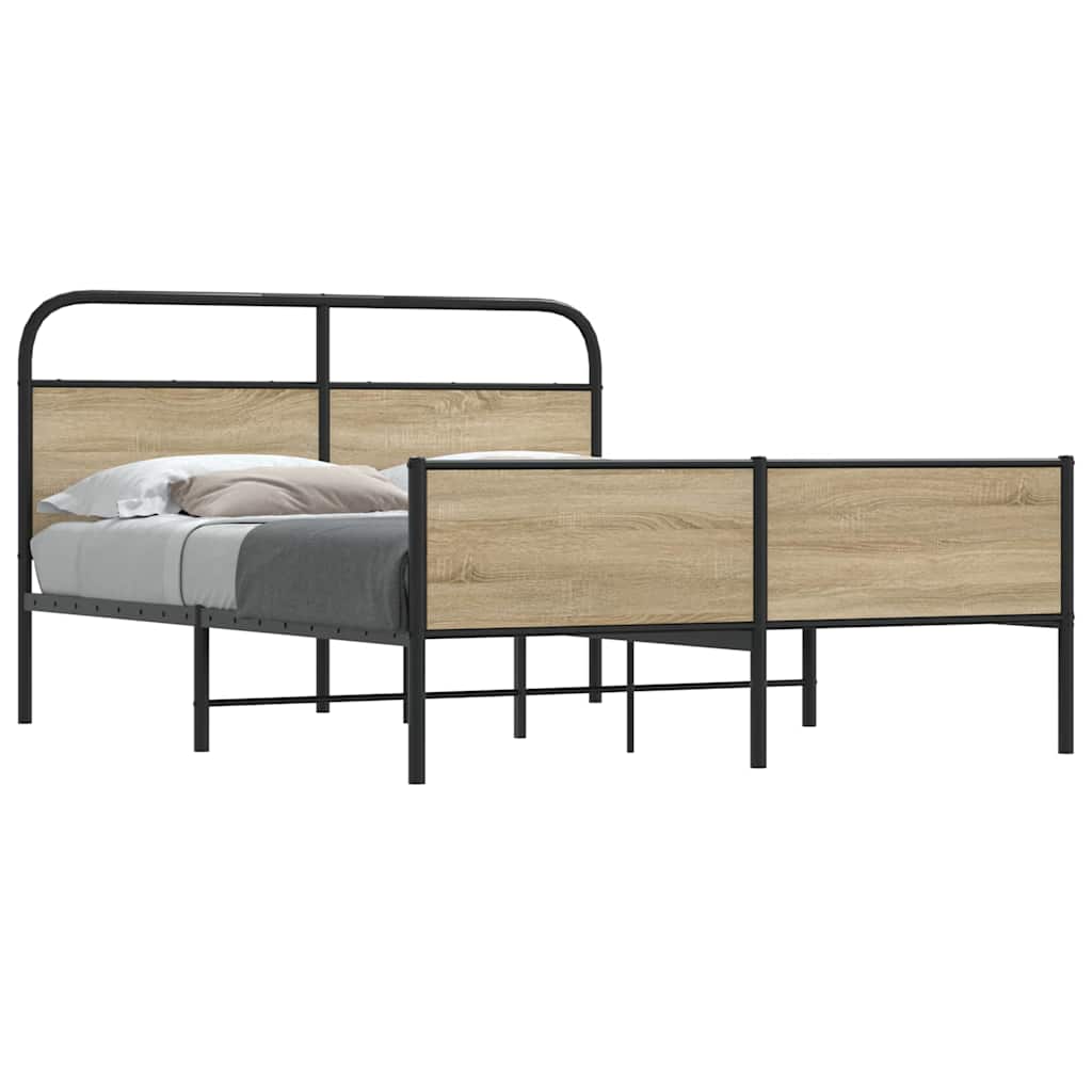 Sängram utan madrass metall rökfärgad ek 160x200 cm