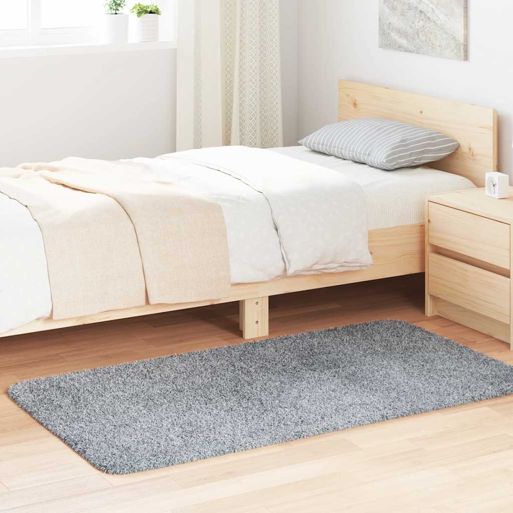 Ryamatta med lång lugg NAVARRA ljusgrå 80x150 cm polyester