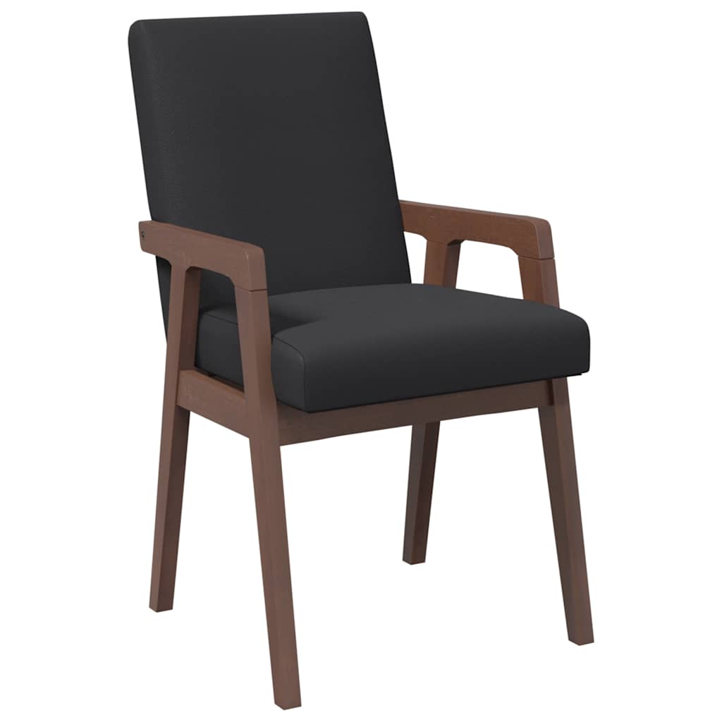 Matstolar med dynor 2 st, brunt massivt trä gummi