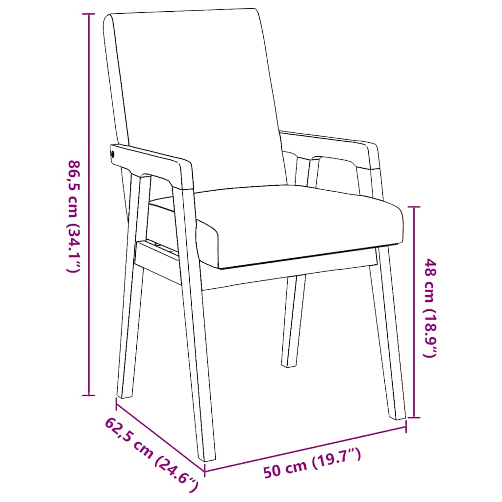 Matstolar med dynor 2 st, brunt massivt trä gummi
