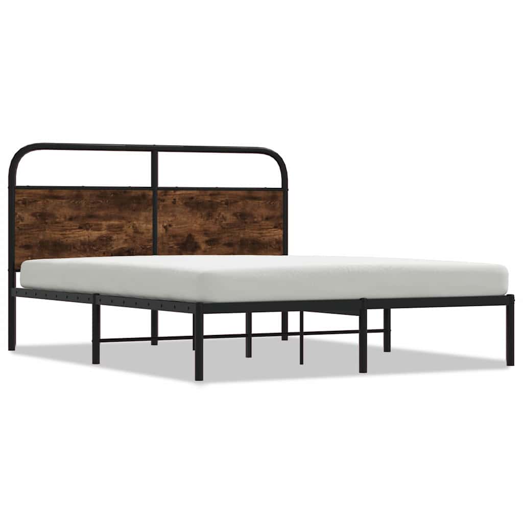 Sängram utan madrass rökfärgad ek 150x200 cm konstruerad trä