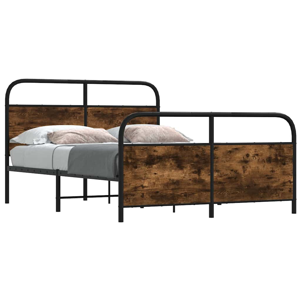 Sängram utan madrass rökfärgad ek 120x190 cm konstruerad trä